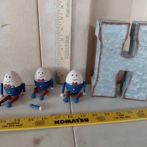 3 Humpty Dumpty Shelf Sitters(1 Needs Repair) & Metal-''H'' 5''X7''X2''