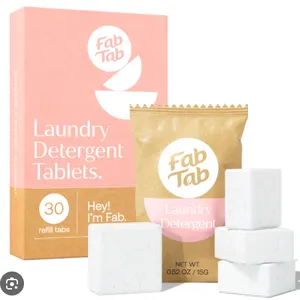 Fab Tab Laundry Detergent Tablets, Plant-Based Formula, Removes Tough Stains, Plastic-Free Alternati