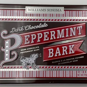 Metal Tin - Williams Sonoma Dark Chocolate Peppermint Bark Empty
