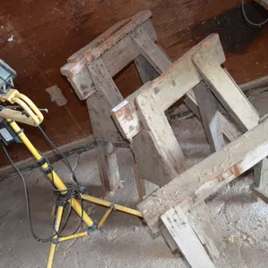 3 Wooden Saw Horses, Shop Lights