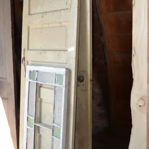 2 Antique Doors, Partial Stained Glass Frame