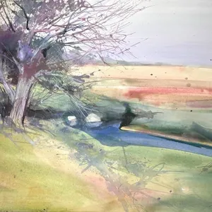 LARGE SIGNED LANDSCAPE WATERCOLOUR