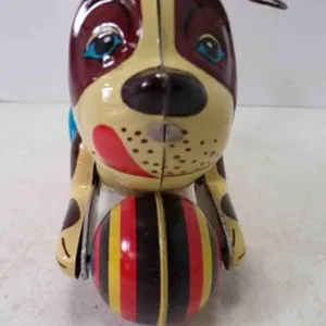 Vintage Push & Go Dog Tin Toy Original Box CHINA