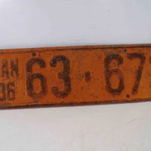 1936 Kansas License Plate Orange w/Black Numbers