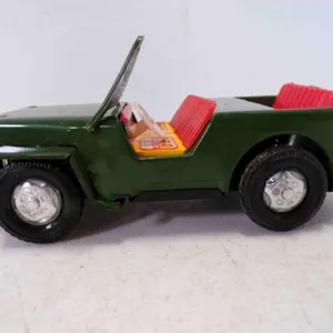 Vintage Tin Toy Friction Powered Jeep Original Box