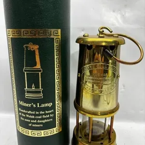 British Brass Coal Miners Lamp with case