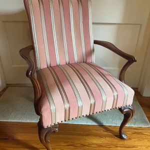 Queen Anne Style Upholstered Arm Chair