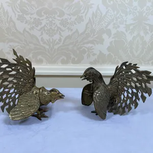 Brass Fighting Roosters
