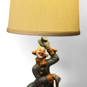 Table Lamp With Ceramic Clown Base and Fabric Shade