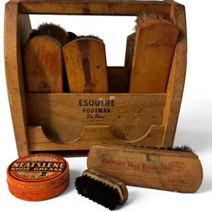 Wooden Esquire Footman Shoe Kit with Brushes and Neatslene Shoe Grease
