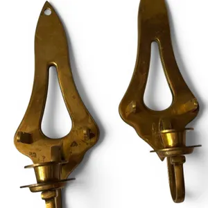 Brass Wall-Mounted Candle Holders with Teardrop Design