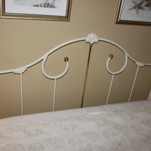 White & Brass Metal Headboard