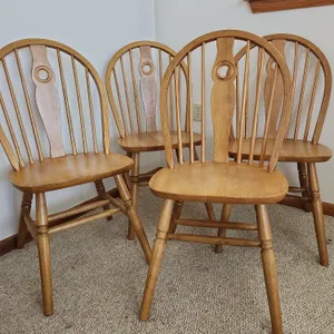Set Of 4 Rustic Cottage Style Dining Chairs, Made In Malaysia