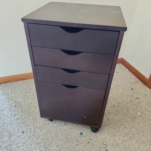 Small 4-Drawer Office Cabinet On Wheels, 15''X14''X24''
