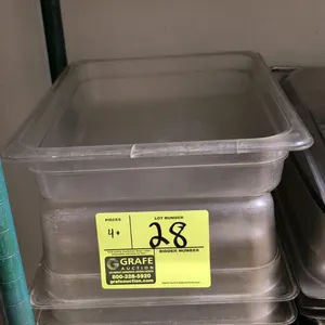 Cambro 1/2-size polycarbonate food pan assortment. Includes (4) 4" deep insert pans and (1) 2" deep insert pan. Constructed of clear polycarbonate. Wi