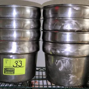Stainless steel round insert pan. Features stainless steel construction with a pronounced upper rim for nesting. Designed for steam tables, soup warme