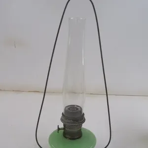Aladdin Nu-Type Model B Green Glass Oil Lamp w/Globe