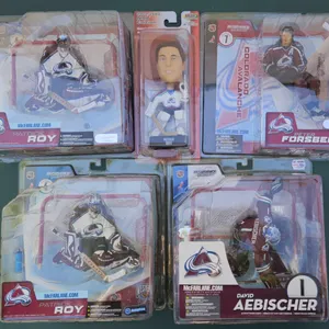 Colorado Avalanche NHL Figures Including Roy, Forsberg & Aebischer