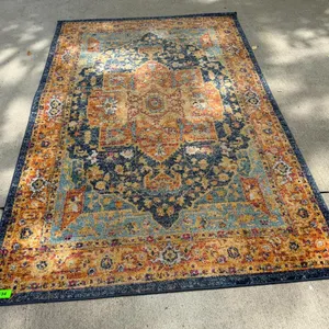 Royal Blue/Orange Medallion Area Rug