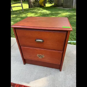 Vintage Wooden Nightstand with 2 Drawers