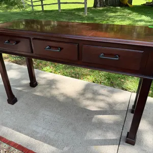 Dark Wood Console Table with 3 Drawers