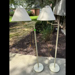 Vintage Floor Lamps with Cream Cone Shades