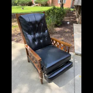 Vintage Black Leather Recliner Armchair