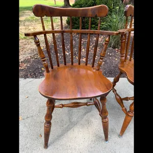 Set of 4 Vintage Wooden Windsor Style Arm Chairs
