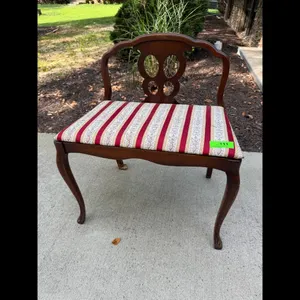 Antique Wooden Vanity Stool Bench