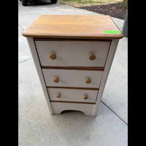 Vintage Wooden Nightstand with Spool Holder Top