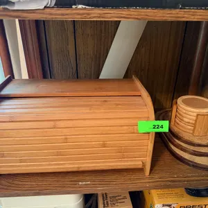 Bamboo Roll Top Bread Box and Coaster Set