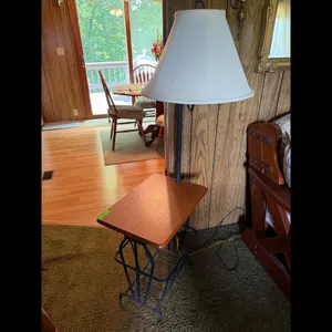 Vintage Floor Lamp w Side Table  Magazine Rack