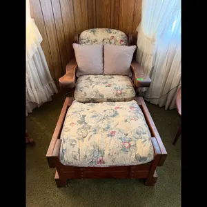 Vintage Floral Glider Rocker  Ottoman Set