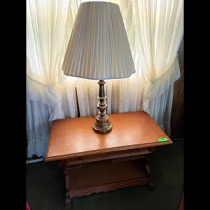 Vintage Oak End Table with Drawer and Shelf