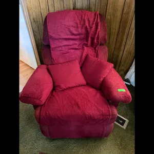 Red Recliner Chair w Pillows Textured Fabric