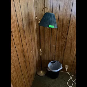 Brass Green Floor Lamp Vintage Pleated