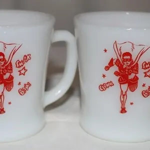 2 Anchor Hocking Fireking Batman 1960s Glasses