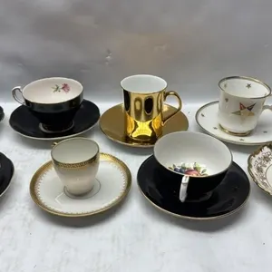 9 tea Cups & Saucers set Royal Albert Limoges etc