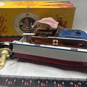 Vintage Lang Craft Model Boat with Motor Toy