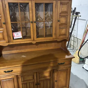 Hutch, 56 x 19 x 75” with rounded glass panels