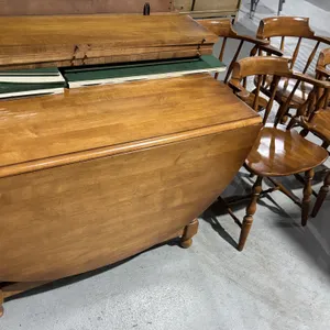 Drop leaf table with leaves and cover, 46 x 72 x 29” with 4 - chairs