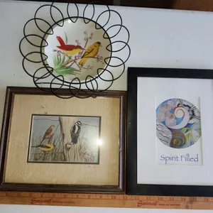 2 Wall Prints & Hand Painted Plate