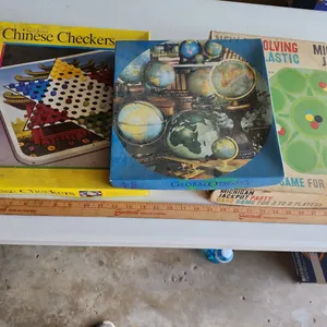 Vintage Board Games-Michigan Jackpot, Globe Puzzle, & Chinese Checkers