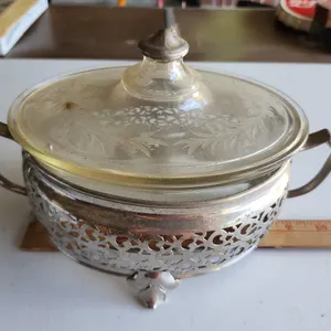 Vintage Pyrex Dish W/Metal Stand-Markings Unable To Read