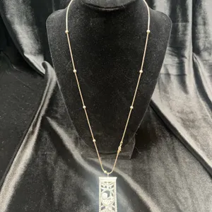 Silver Ball Chain Necklace With Unmarked Silver Pendant Charm