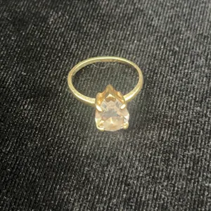 14K Gold Ring with Pear-Shaped Cubic Zirconia