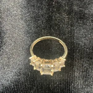 14K Gold Ring with Cubic Zirconia Stones, Size 6.25
