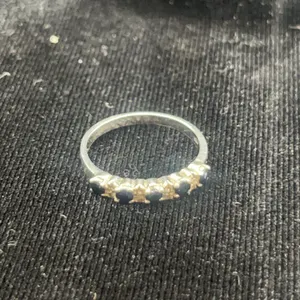 Sterling Silver and Black Onyx Eternity Band, Size 7.25