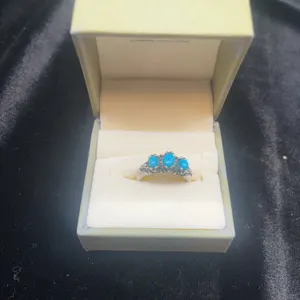 Sterling Silver Ring with Three Turquoise Cabochons