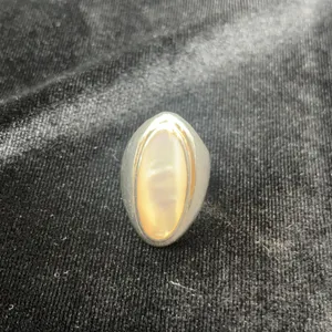 Sterling Silver and Mother of Pearl Inlay Ring, Size 7.25